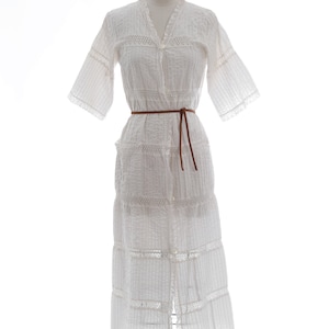 Vintage 70s Mexican white cotton crochet Dress image 5