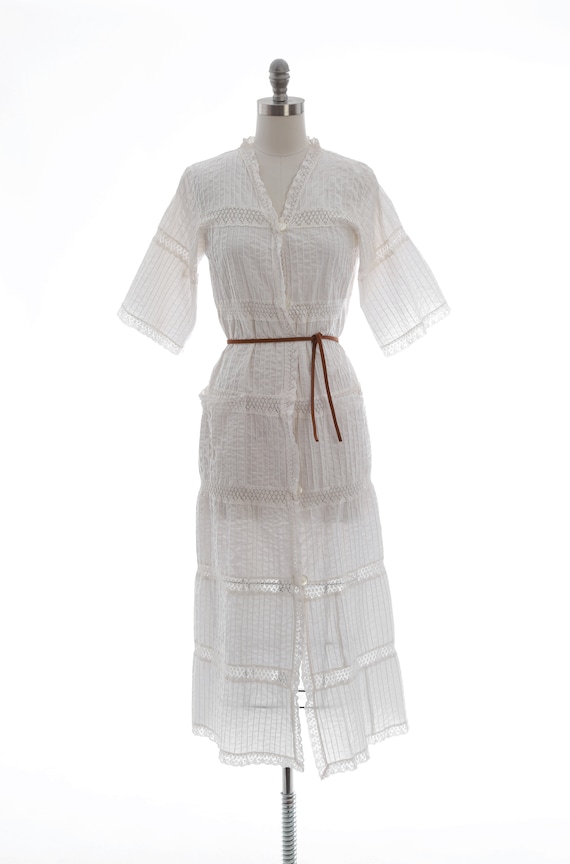 Mexican crochet dress | Vintage 70s Mexican white… - image 5