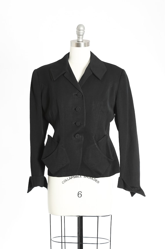 Noir Point blazer | Vintage 40s black wool blazer