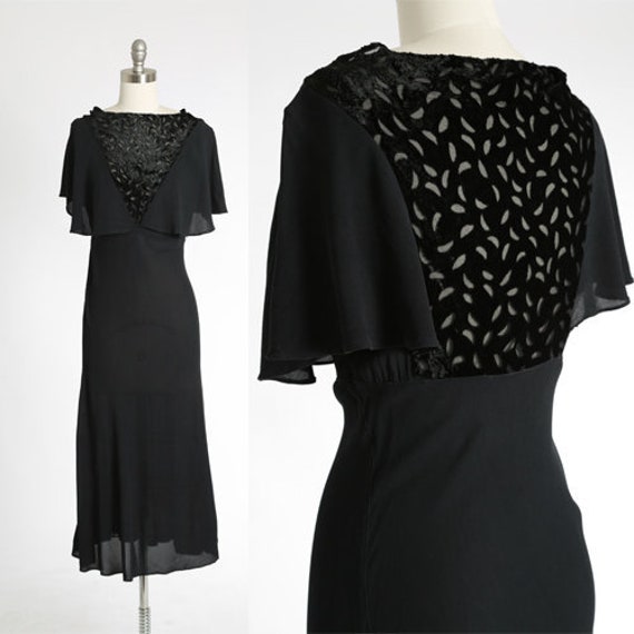 30s 40s silk velvet dress | Vintage 30s 40s black 