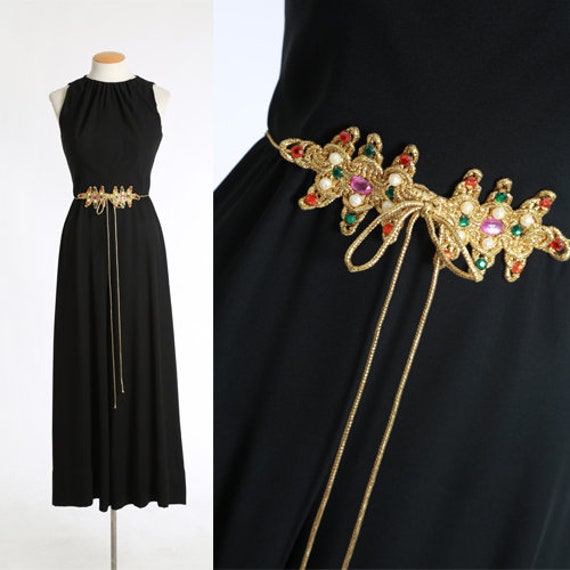 Egyptian revival jumpsuit | Vintage 60s black jump