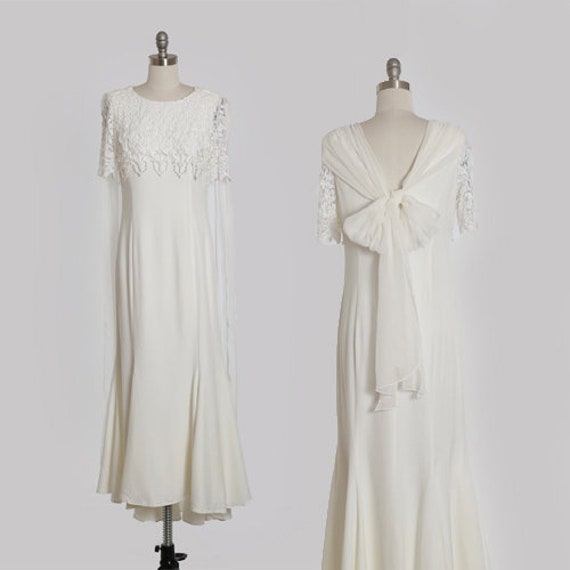 Jessica Mcclintock Bridal Dress Vintage 90s Crochet Lace Etsy