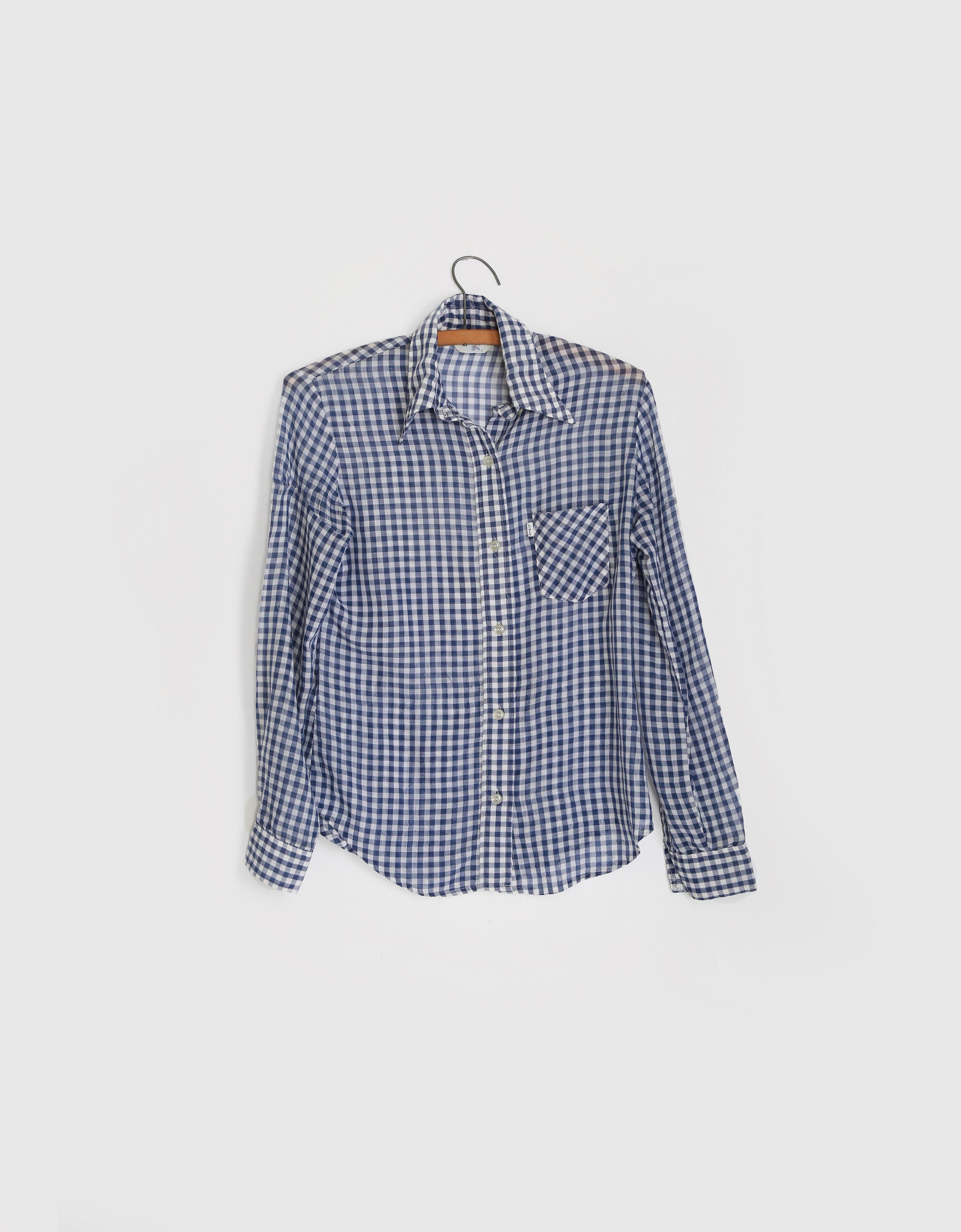 levi's 70s ギンガムチェックシャツ Levis Gingham Shirt | Vintage 70s Levis Blue + White Gingham