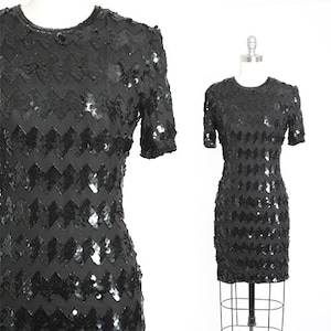 Vintage 90s silk ZigZag sequin mini dress