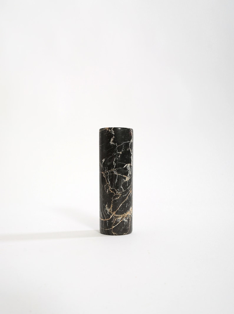 Vintage black Carrara Marble Italian bud vase image 4