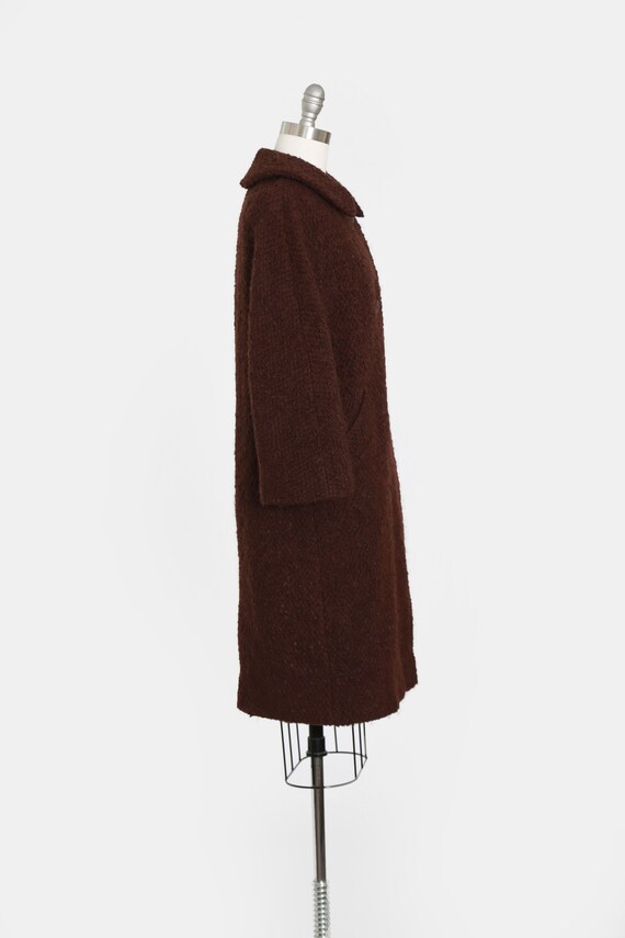 Bouclé wool coat | Vintage 50s chocolate brown bo… - image 6