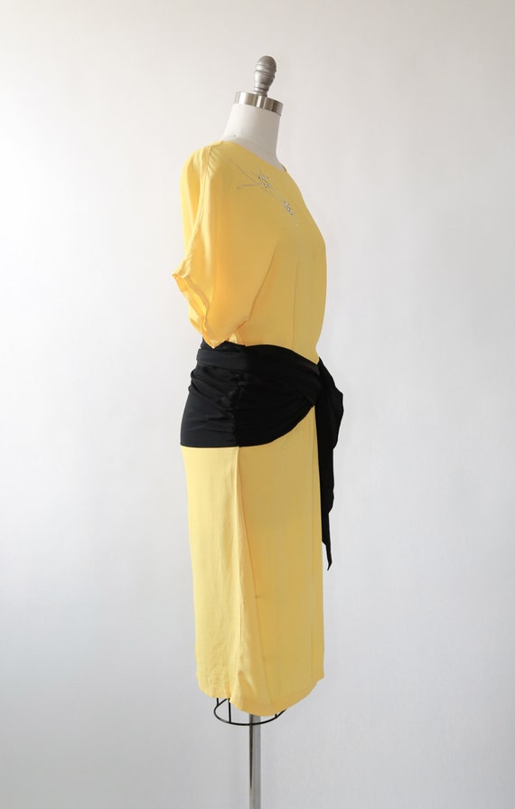 Vintage 90s 40s yellow rayon crepe dress - image 4