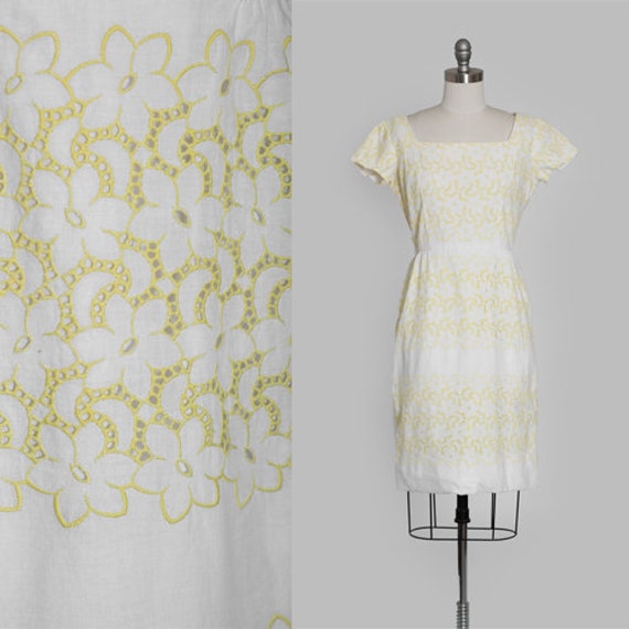 Jerry Gilden dress |  Vintage 50s white cotton ye… - image 1