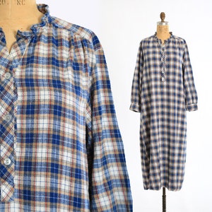 Pijama vintage de franela a cuadros de algodón de los años 70.