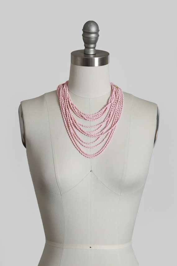 Vintage 1960s Czech multi strand pink beaded neckl