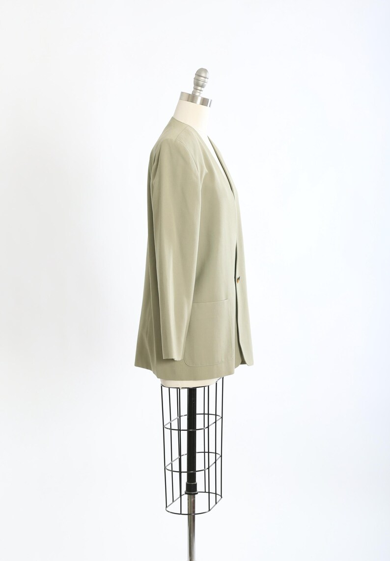 90er Jahre Grüne oversized Blazer-Anzugsjacke aus Wolle Bild 7