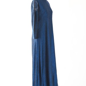 70s blue lurex maxi dress image 5