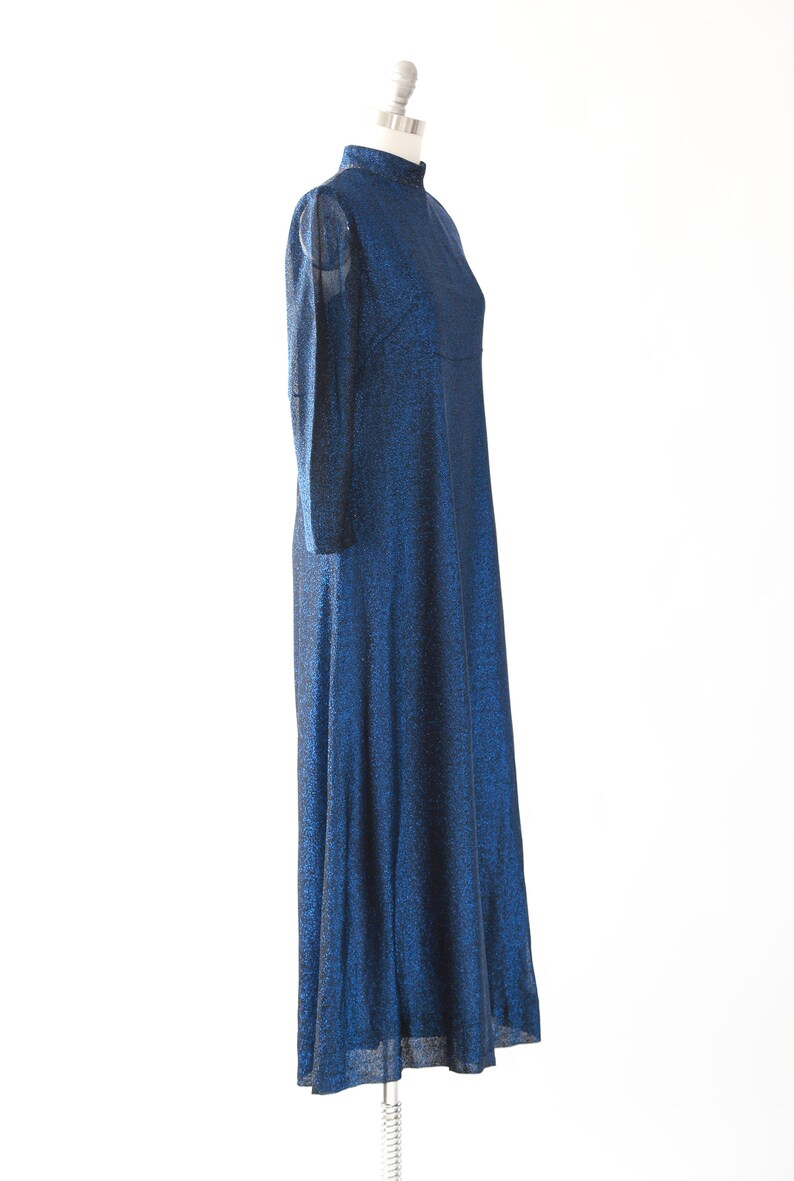 70s blue lurex maxi dress image 5