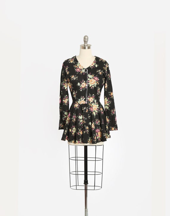 Vintage 90s floral peplum micro dress Top - image 1