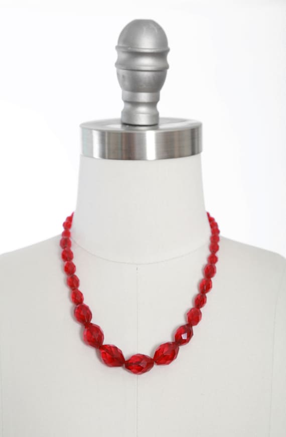 Antique vintage 1930s cherry red glass necklace - image 6