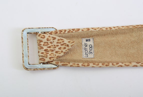 Vintage 80s 90s leather leopard print belt - image 7