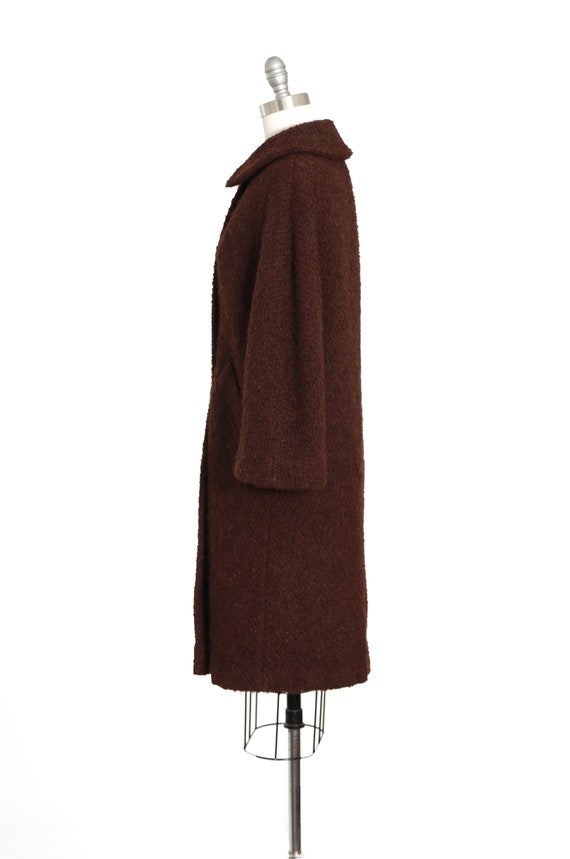 Bouclé wool coat | Vintage 50s chocolate brown bo… - image 7