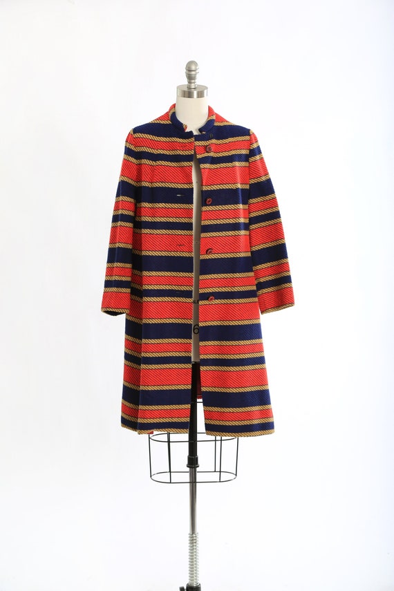 Vintage 60s striped woven wool coat