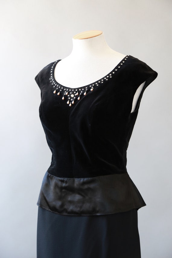 60s pearl velvet Blouse | Vintage 60s Tabak black