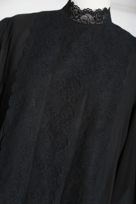 Vintage 70s Black Edwardian lace blouse - image 4