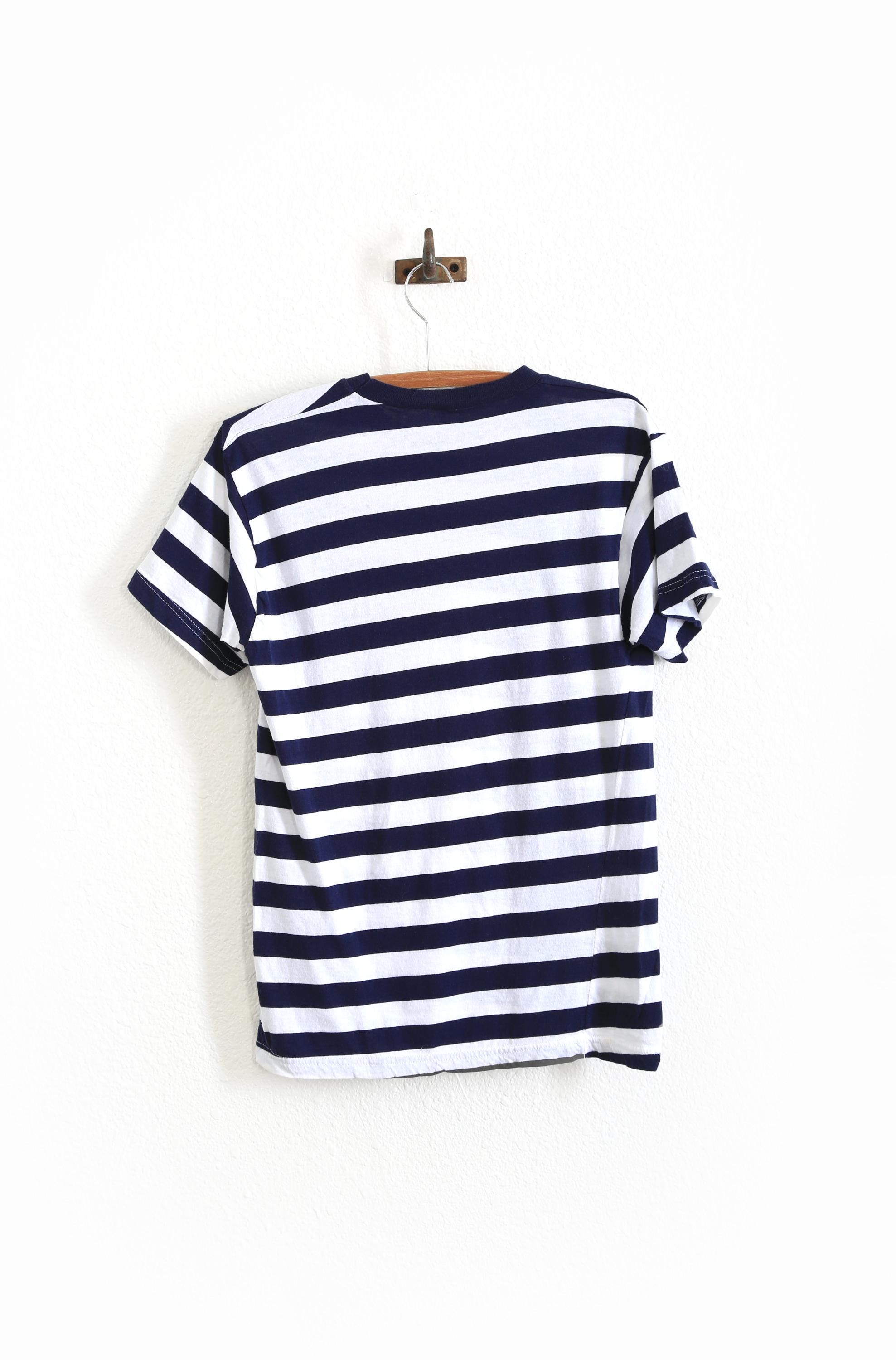 70s Venezia Italian Blue Striped Cotton T-shirt | Made in Italy - Etsy