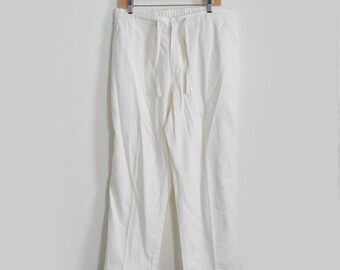 70s Linen Pants (XS-L) Vintage Cream Tapered Trousers - Etsy