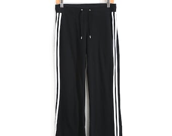 Pantalones de entrenamiento elásticos a rayas blancas y negras estilo Y2K