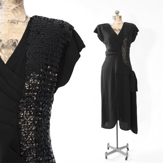 Flirty's 40s dress | Vintage 40s black sequin BOW