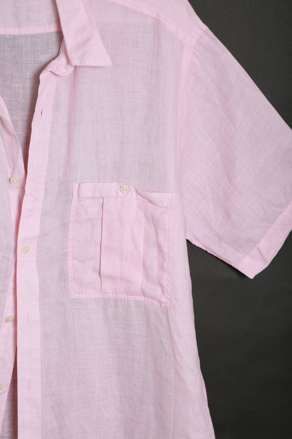 Vintage 90s Saks fits Avenue pink linen blouse - image 4