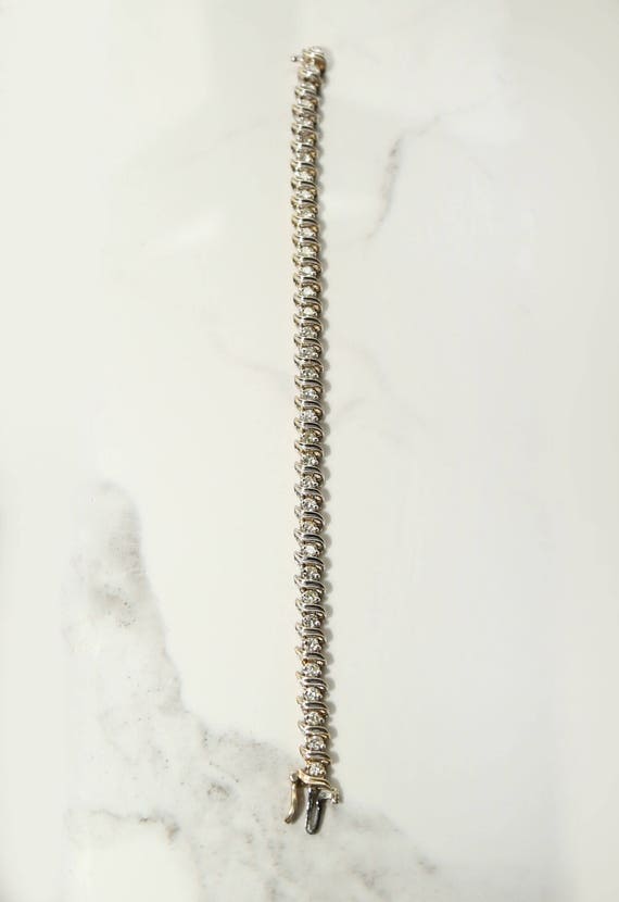 Vintage 14k gold diamond tennis bracelet - image 7