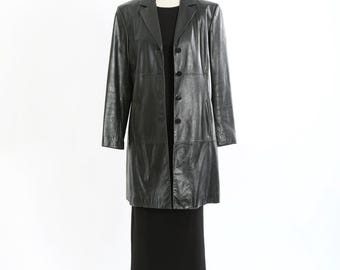 Vintage Y2K Wilsons Pelle Studio black leather coat