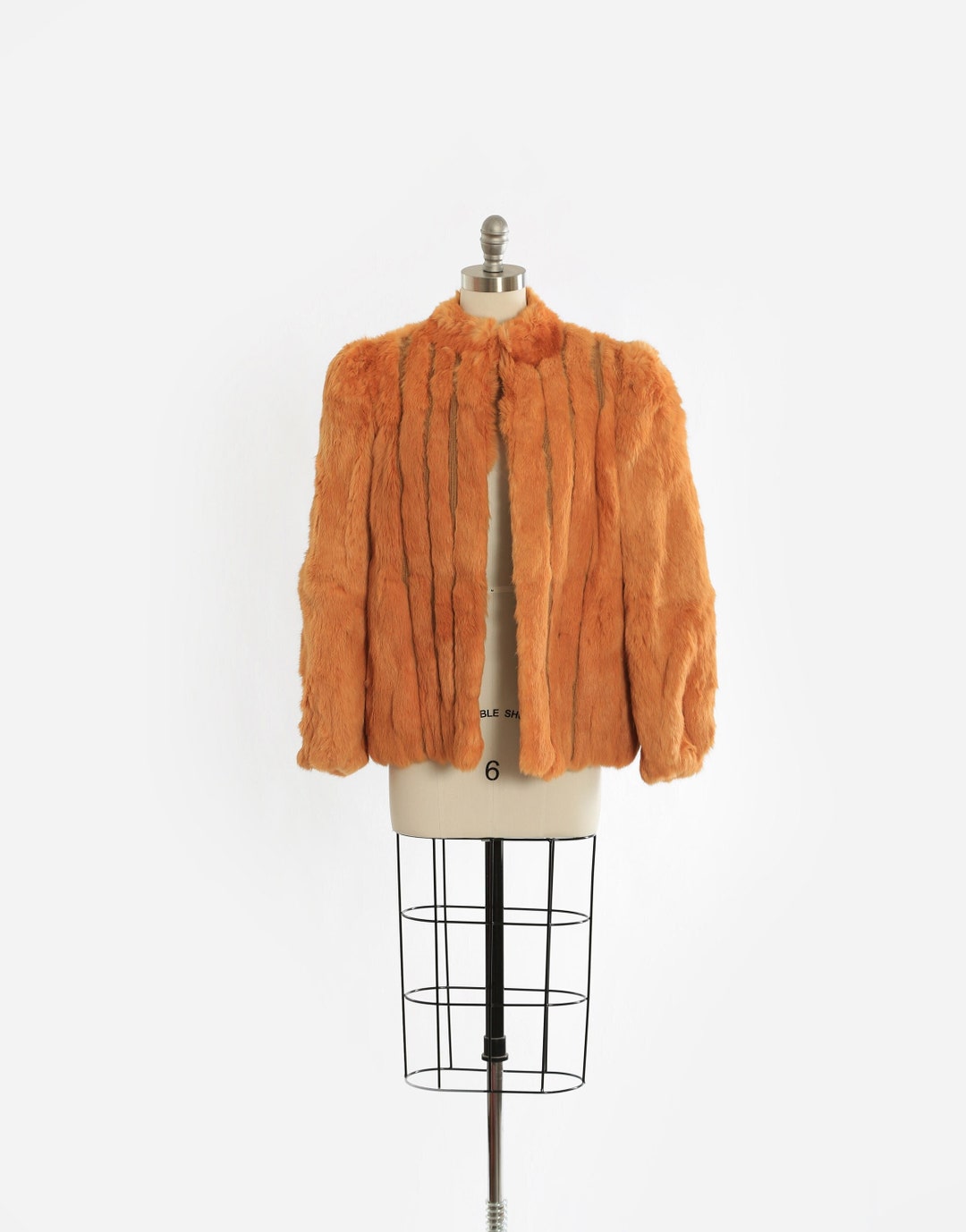 Vintage 70s Orange and Black Plaid Plush Jacket