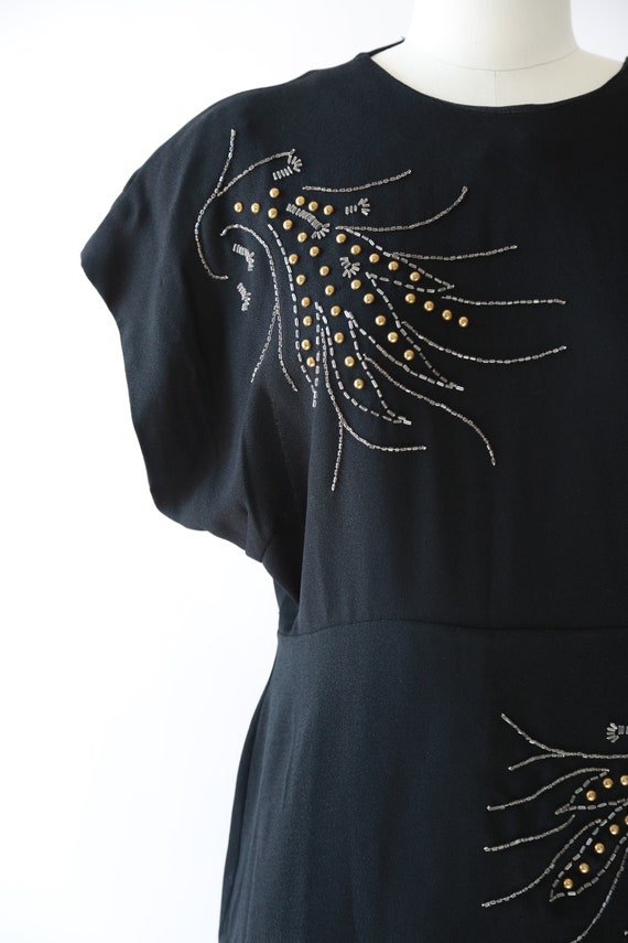 40s Studded gown | Vintage 40s black studded crep… - image 4
