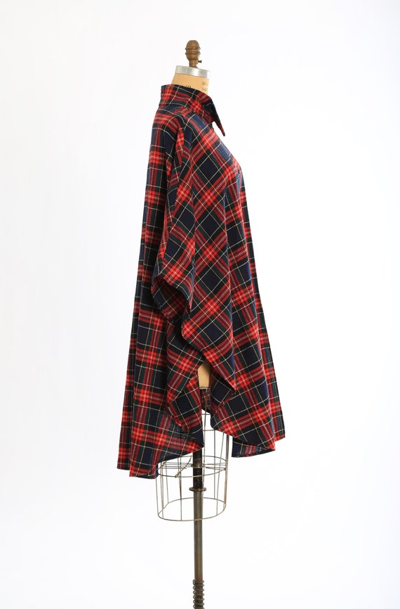 Red plaid cape | Vintage 70s woven wool blend red… - image 7