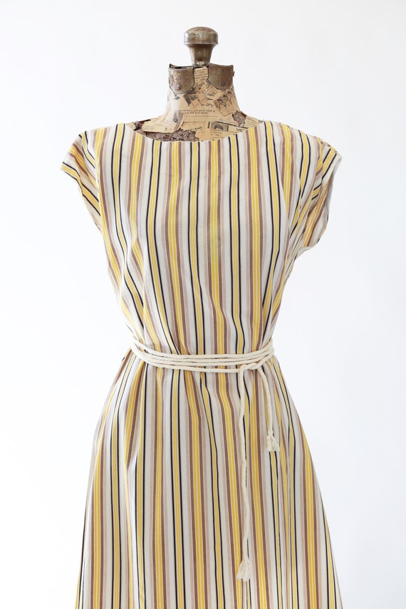 Vintage 60s yellow striped cotton dress - image 3