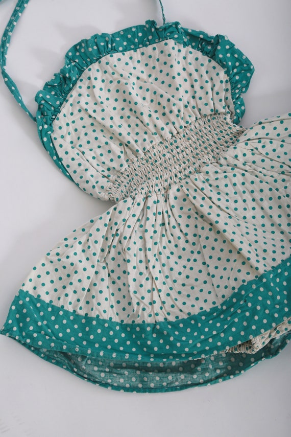 Vintage 1940s girls romper playsuit polka dot cot… - image 2