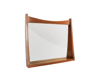 Vintage Mid Century Modern table top wood mirror