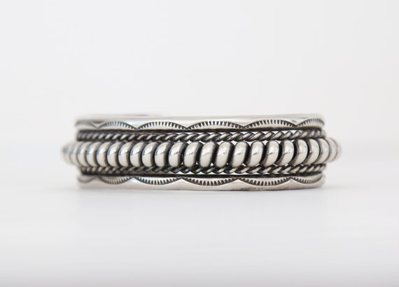 Vintage Navajo TAHE sterling silver signed cuff brace… - Gem