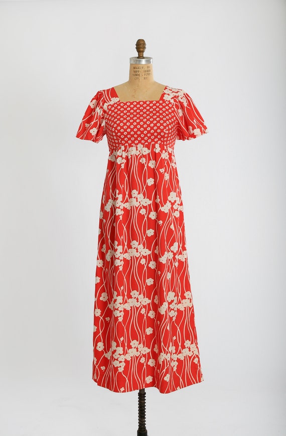 70s floral maxi dress | Vintage 1970s red floral … - image 3