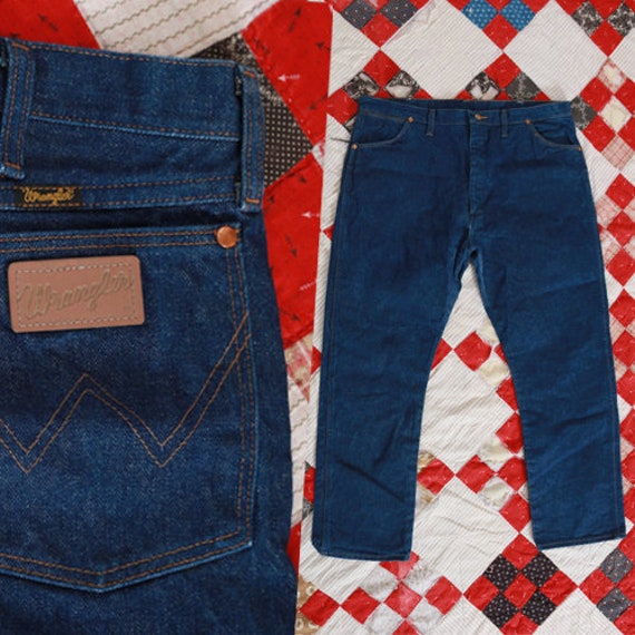 Wrangler Big Men Jeans 50x30 Straight Leg Suspender Buttons 4 Pocket Design  Blue