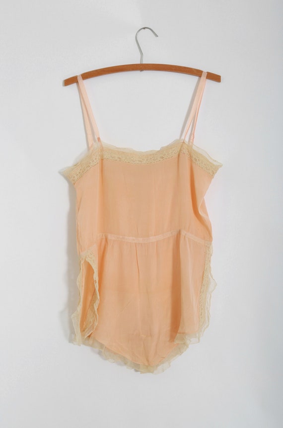 Antique Vintage 1920s Pink Silk Lace Romper Teddy Lingerie