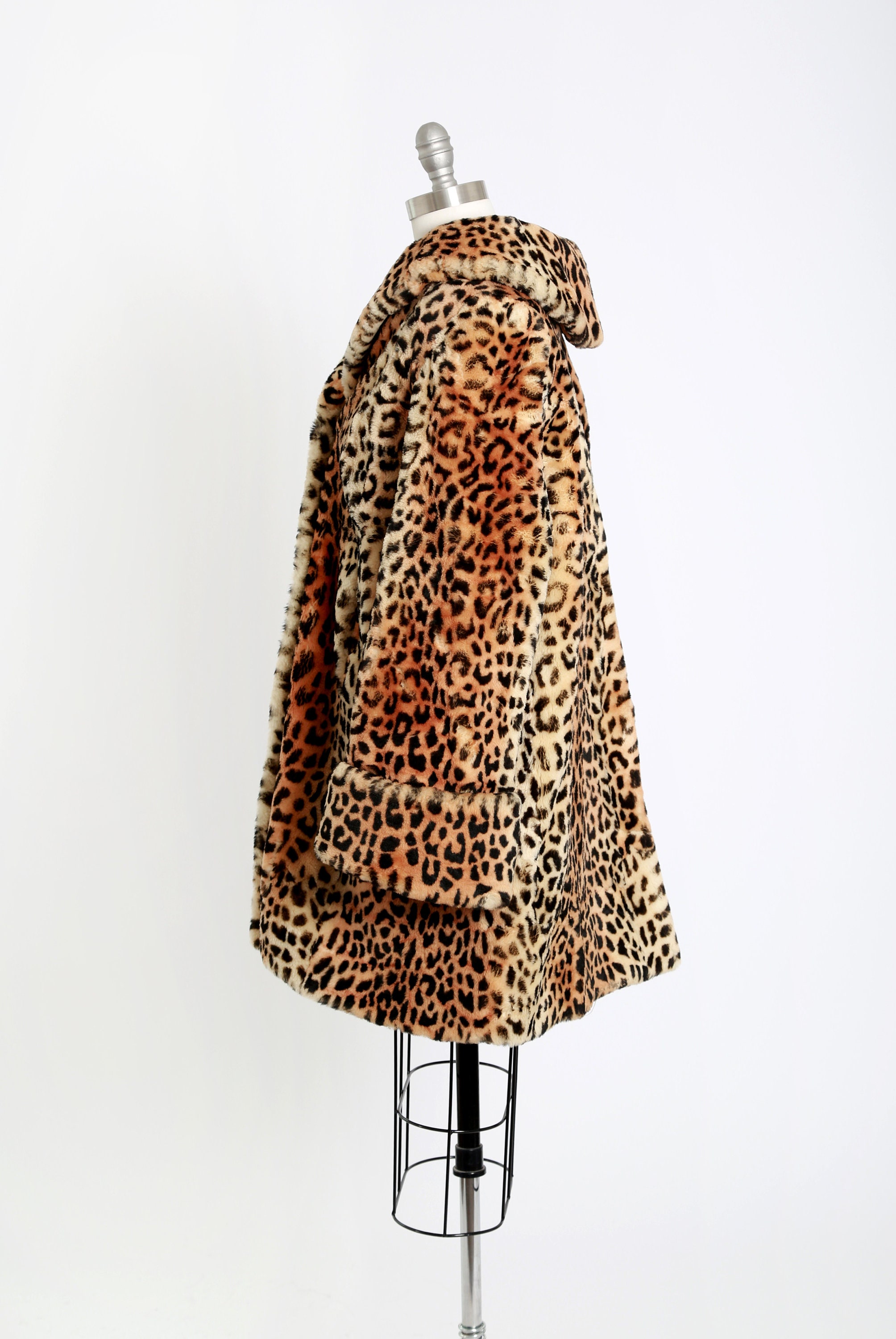 50s Leopard Print Fur Coat Vintage 1950s Sheepskin Shearling Fur
