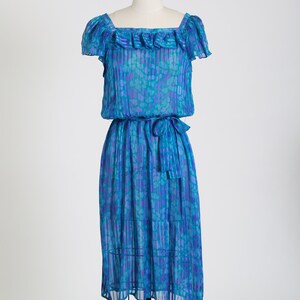 80s blue silk dress