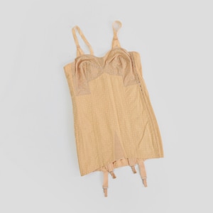 Vintage 1940s peach shape-wear corset girdle lingerie