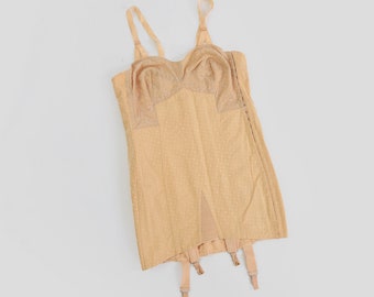 Vintage 1940s peach shape-wear corset girdle lingerie