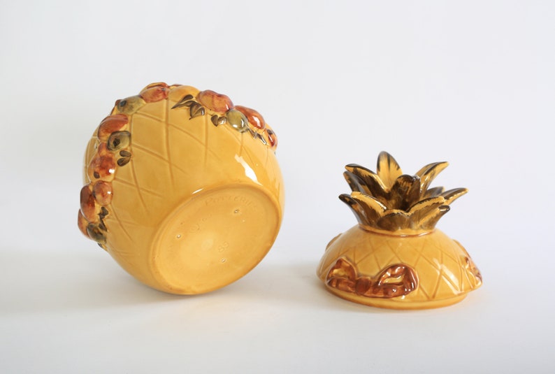 Vintage Mid century Modern ceramic pineapple cookie jar image 5