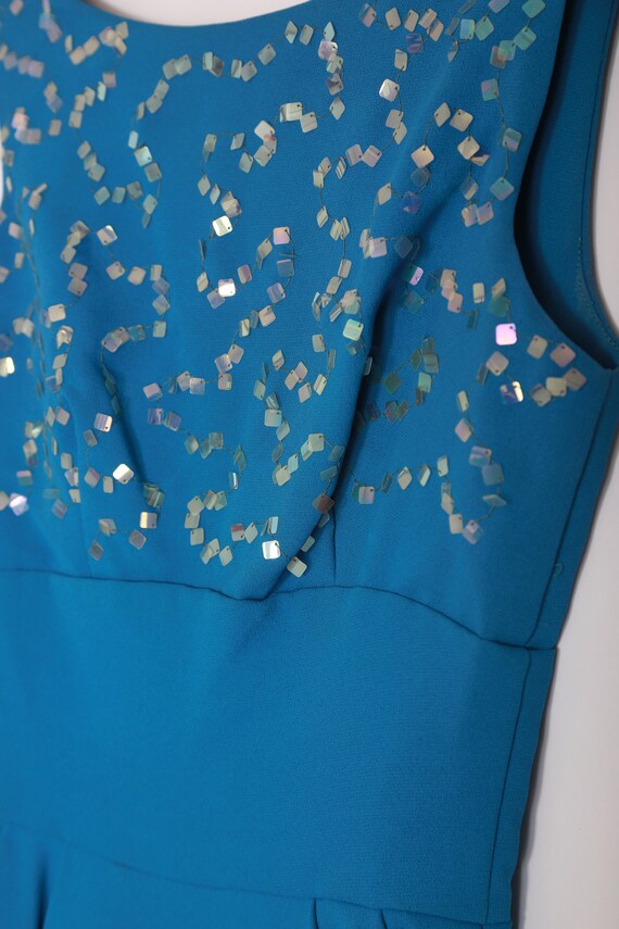 Vintage 60s blue iridescent sequin maxi dress - image 4