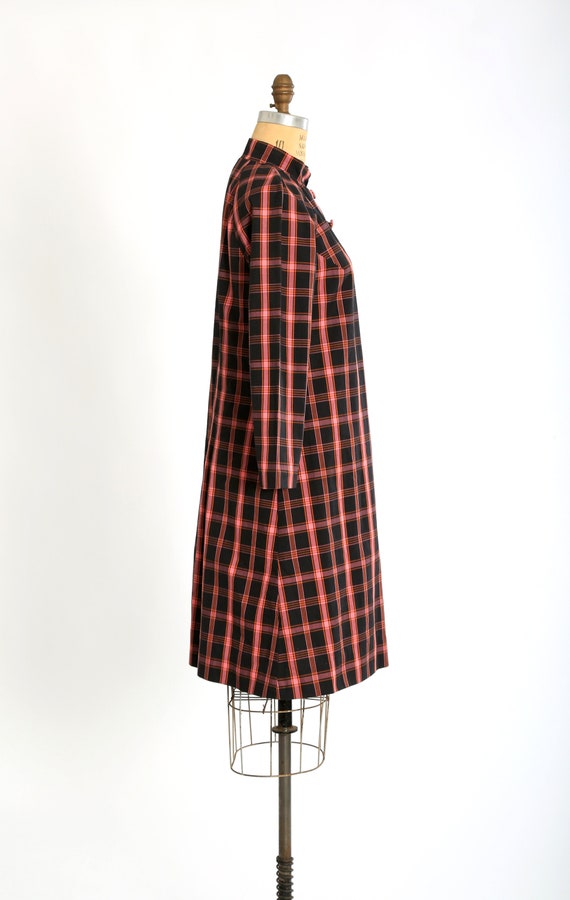 Vintage 60s pink plaid cotton shift dress - image 3