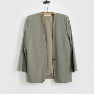 90er Jahre Grüne oversized Blazer-Anzugsjacke aus Wolle Bild 1