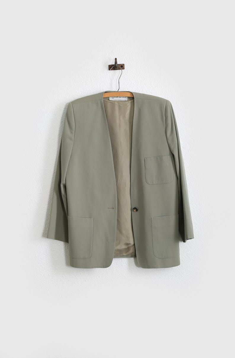 90er Jahre Grüne oversized Blazer-Anzugsjacke aus Wolle Bild 1
